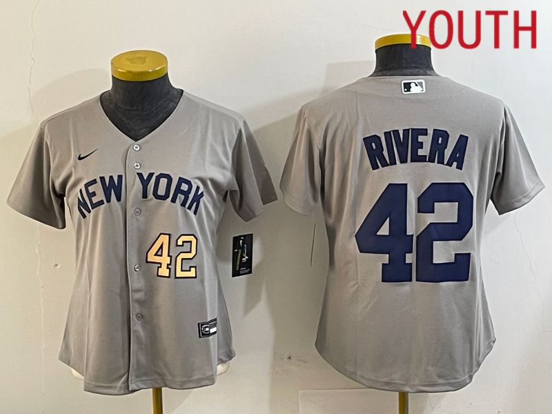 Youth New York Yankees #42 Rivera Grey Game Nike 2024 MLB Jersey style 1->women mlb jersey->Women Jersey